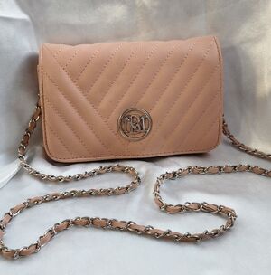 Badgley Mischka Quilted Crossbody Bag in Blush